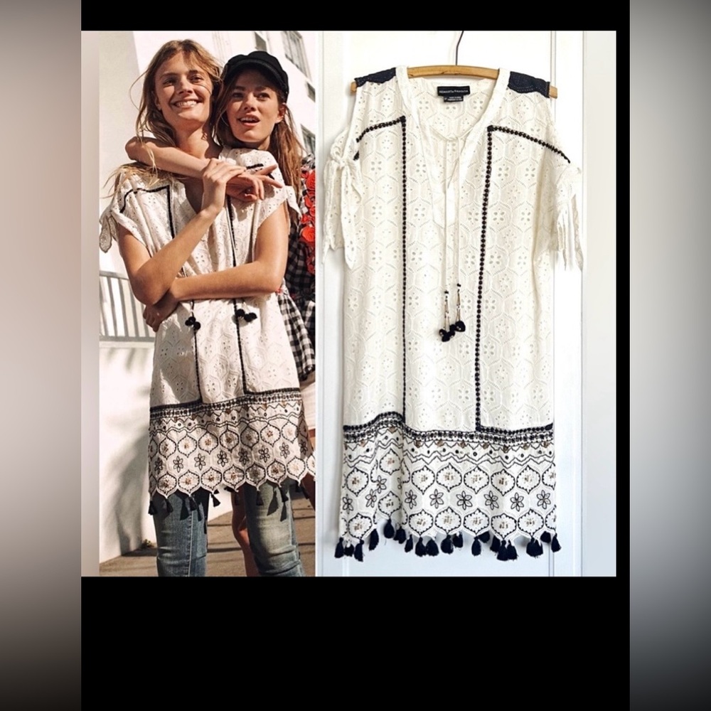 Hemant & Nandita Aditya Tunic Dress Cotton Eyelet Embroidered cream size XSP NWT
